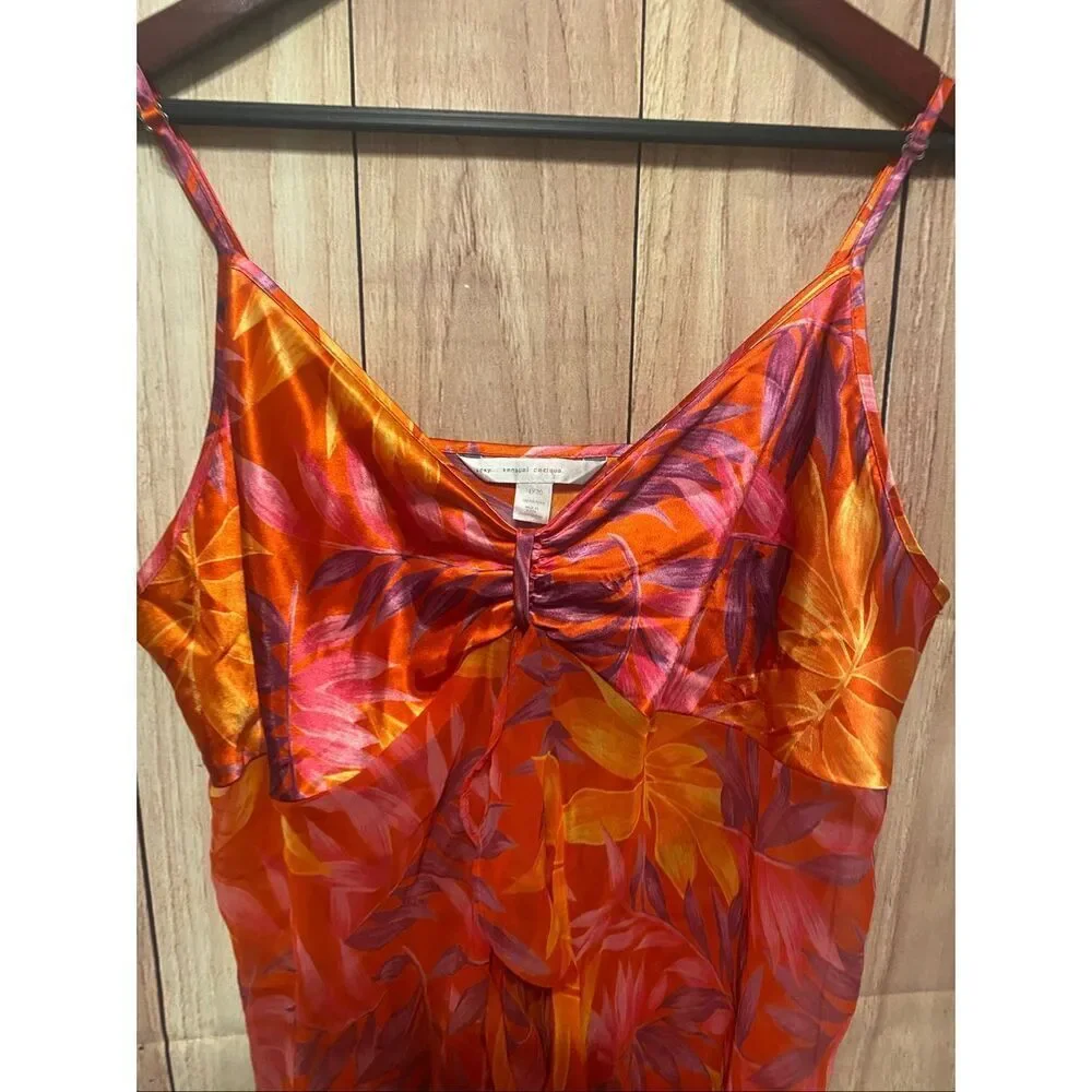 Cacique 16/18 sexy lingerie nighty top orange red ruffle floral plus size